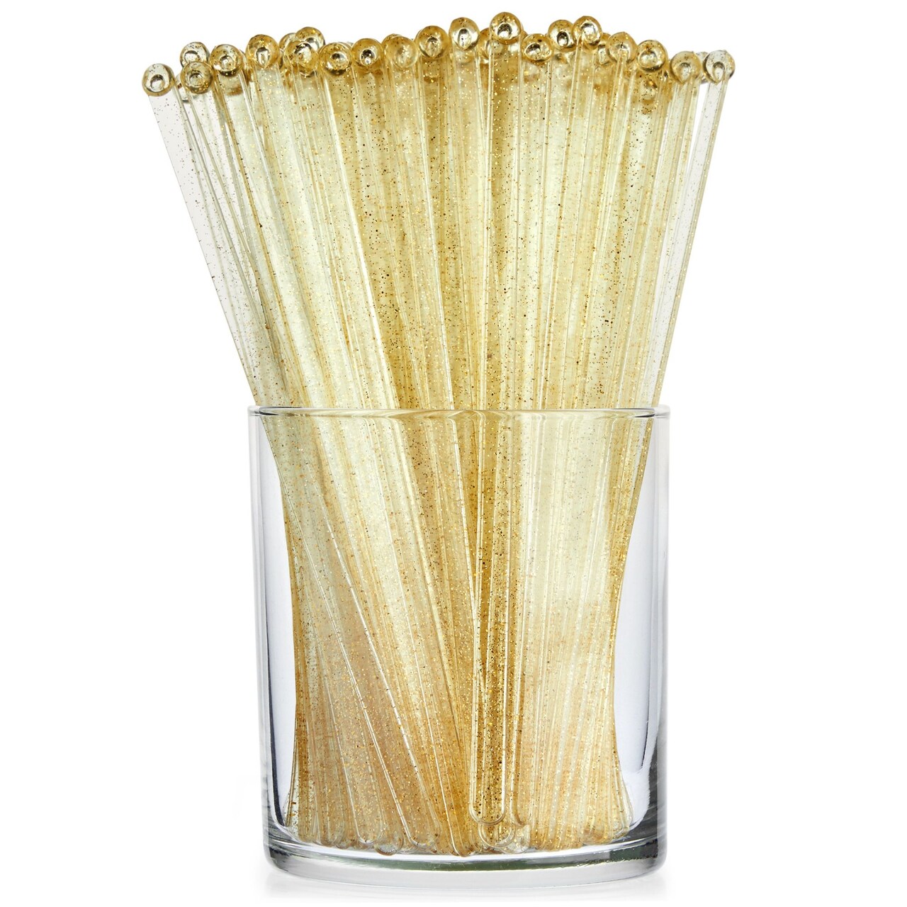 100 Pack Gold Swizzle Sticks for Cocktails, 6.5 Inches Long, Plastic Drink Stirrers for Coffee Bar, Mixed Drinks, Cake Pops